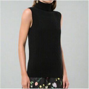 Erdem Cashmere Cableknit Turtleneck Sweater Women Large Black Sleeveless Jonquil